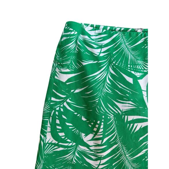 Talbots Palm Tree Leaf Green & White Tropical Print A-line Skirt Sz 14 - Picture 6 of 8